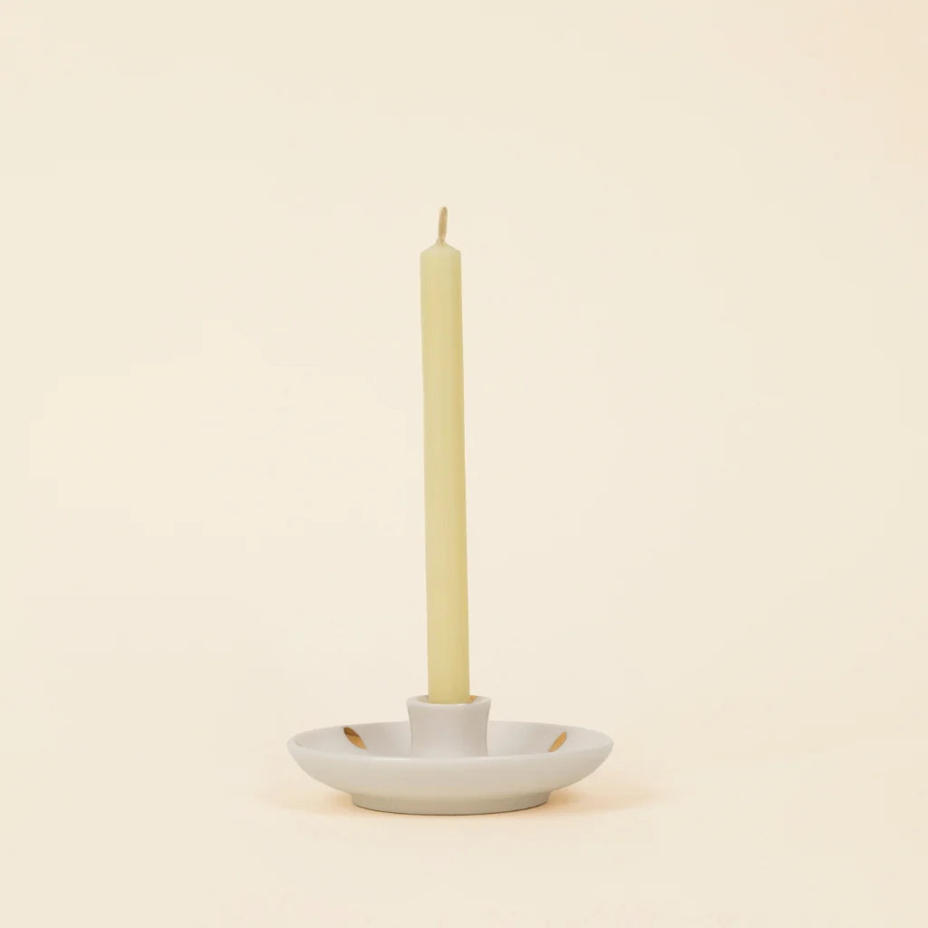 Candle Holder with Gold Brush Marks
