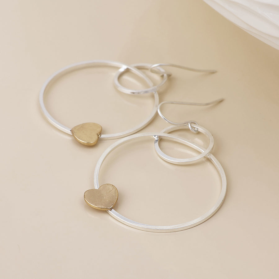 Nester silver plated golden heart earrings