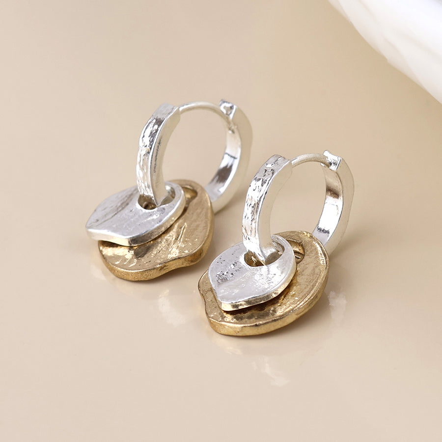 Solstice silver plated mixed metal disc earrings