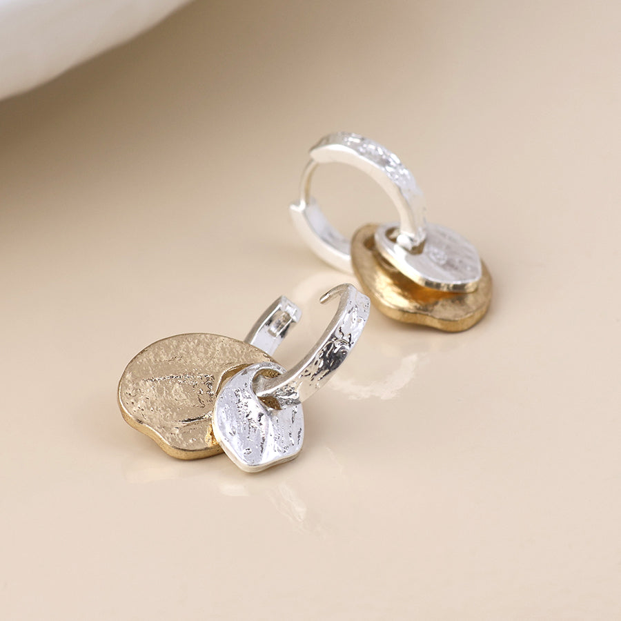 Solstice silver plated mixed metal disc earrings