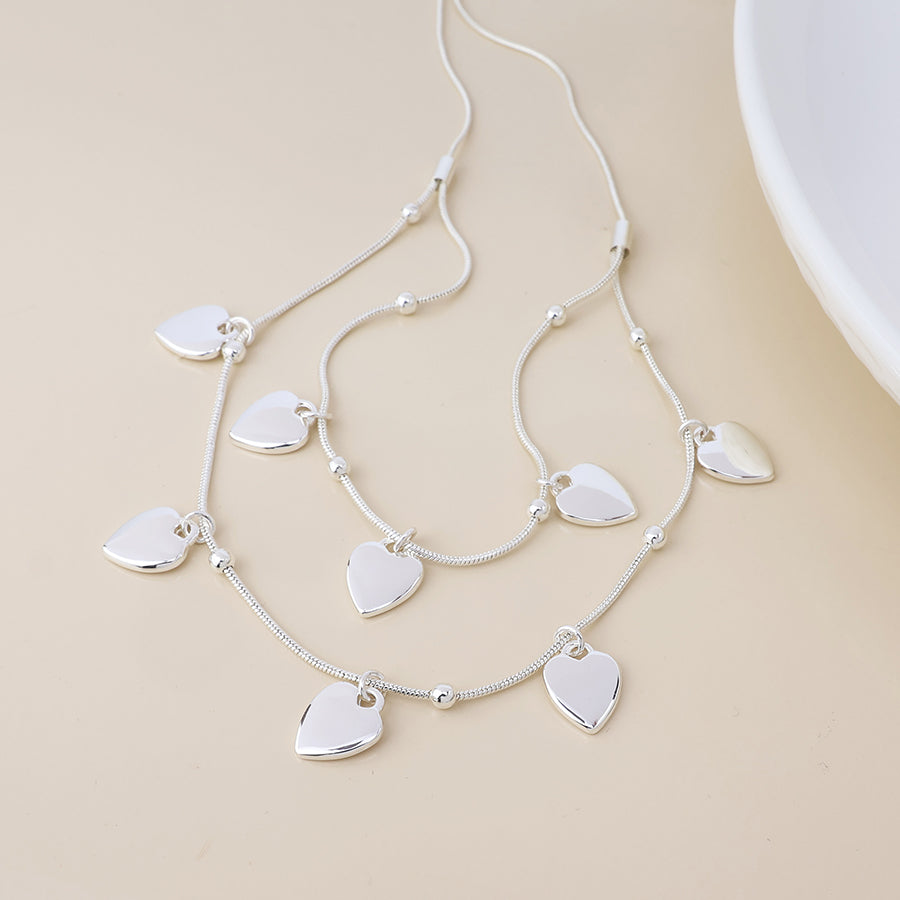 Moonbeam silver plated heart drops necklace