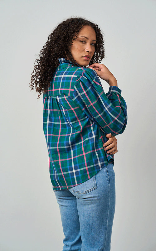 Woman wearing Luella Beauly green and pink