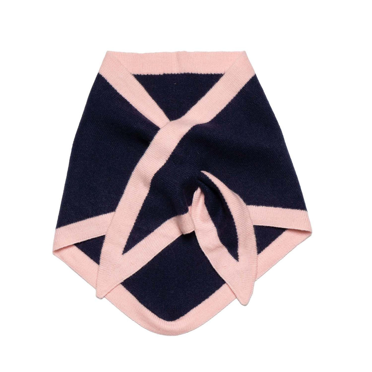 Navy Triangle Scarf Pink Border