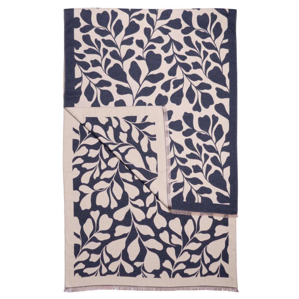 Wrap/Scarf with a Blue Fig Leaf Print