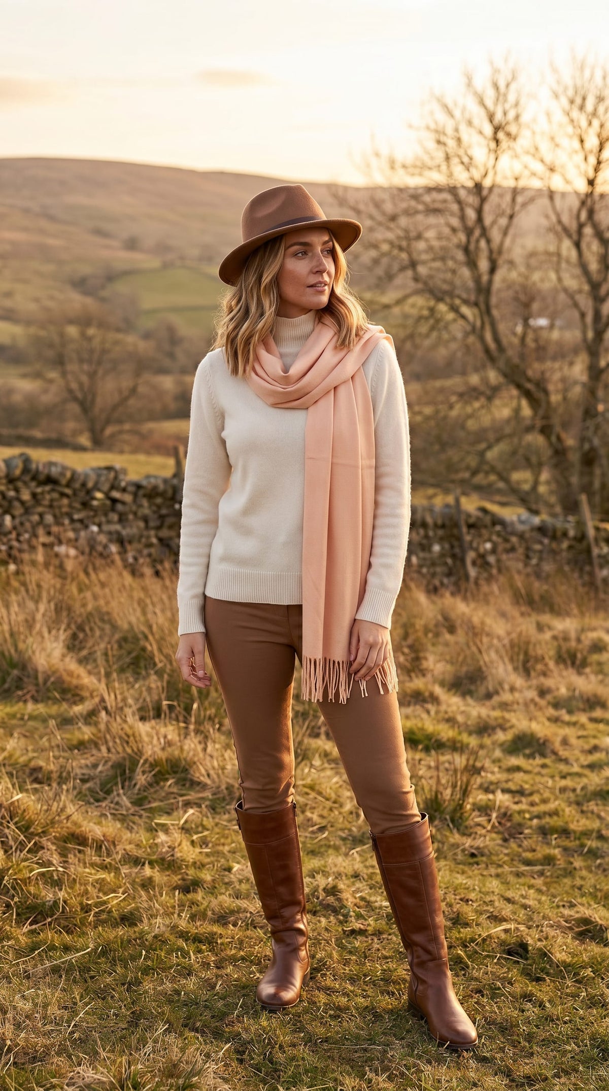 Plain Pashmina in Cream