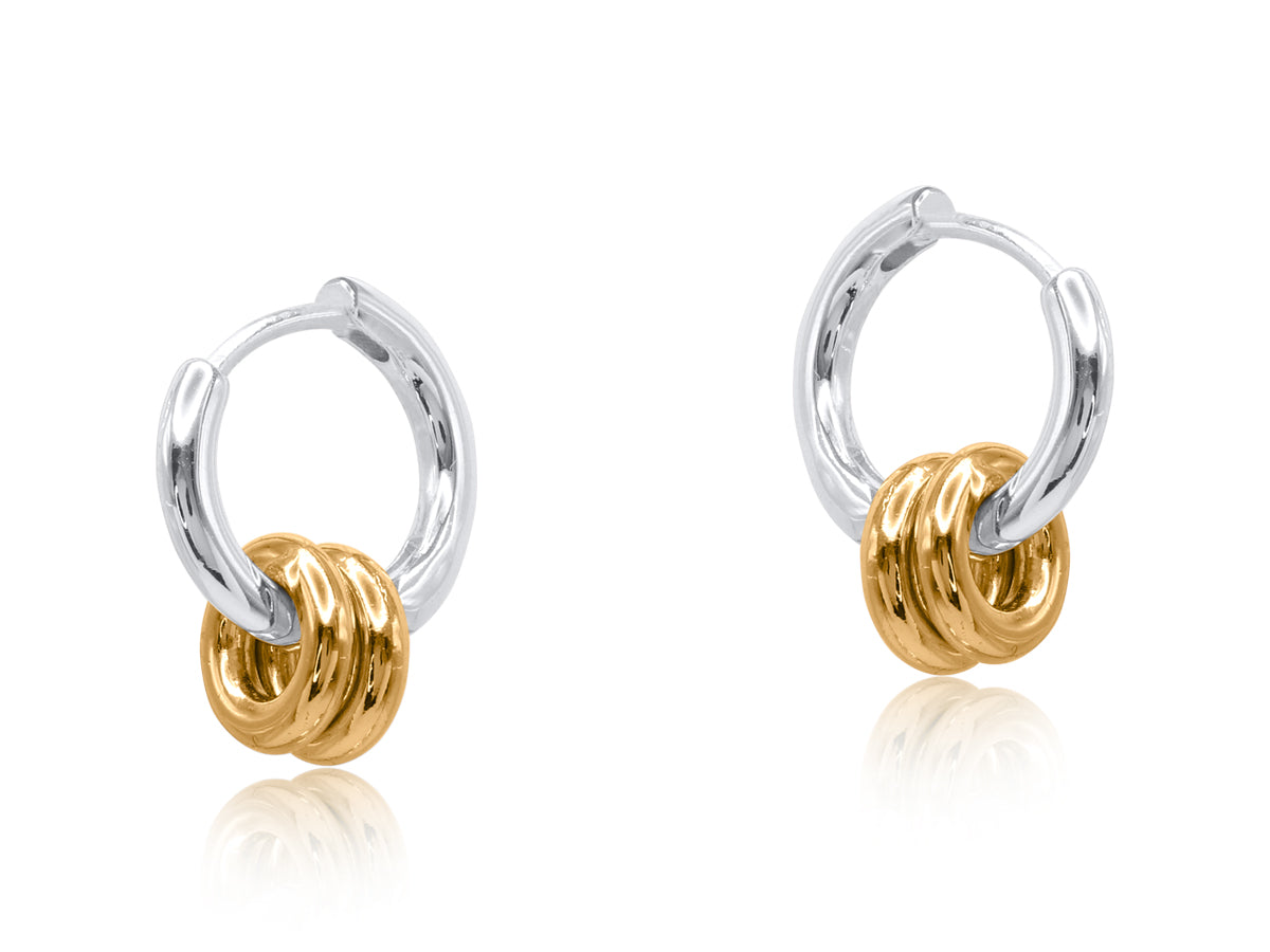 Mafalda Two Tone Hoop Earrings in Silver