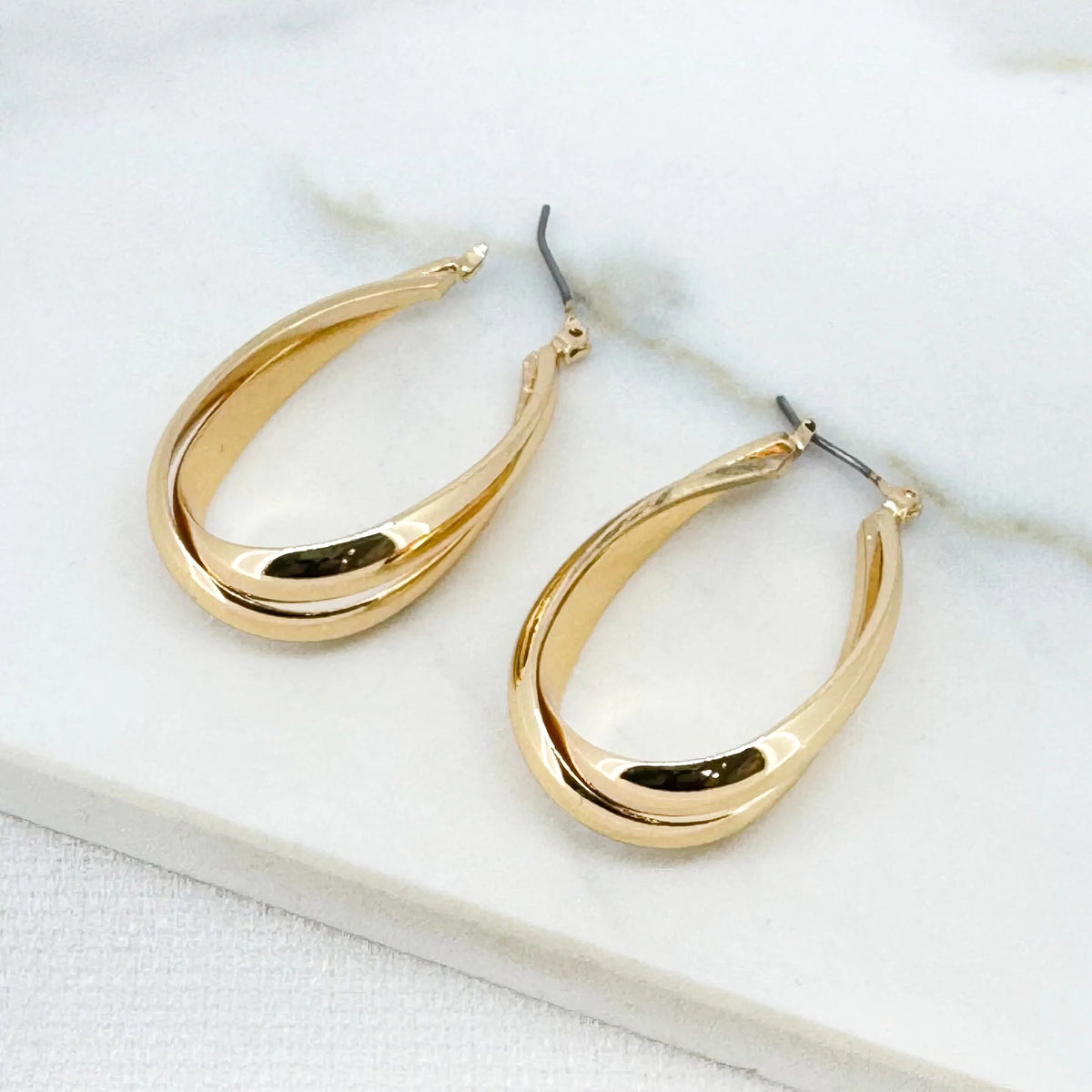Gold Teardrop Hoops