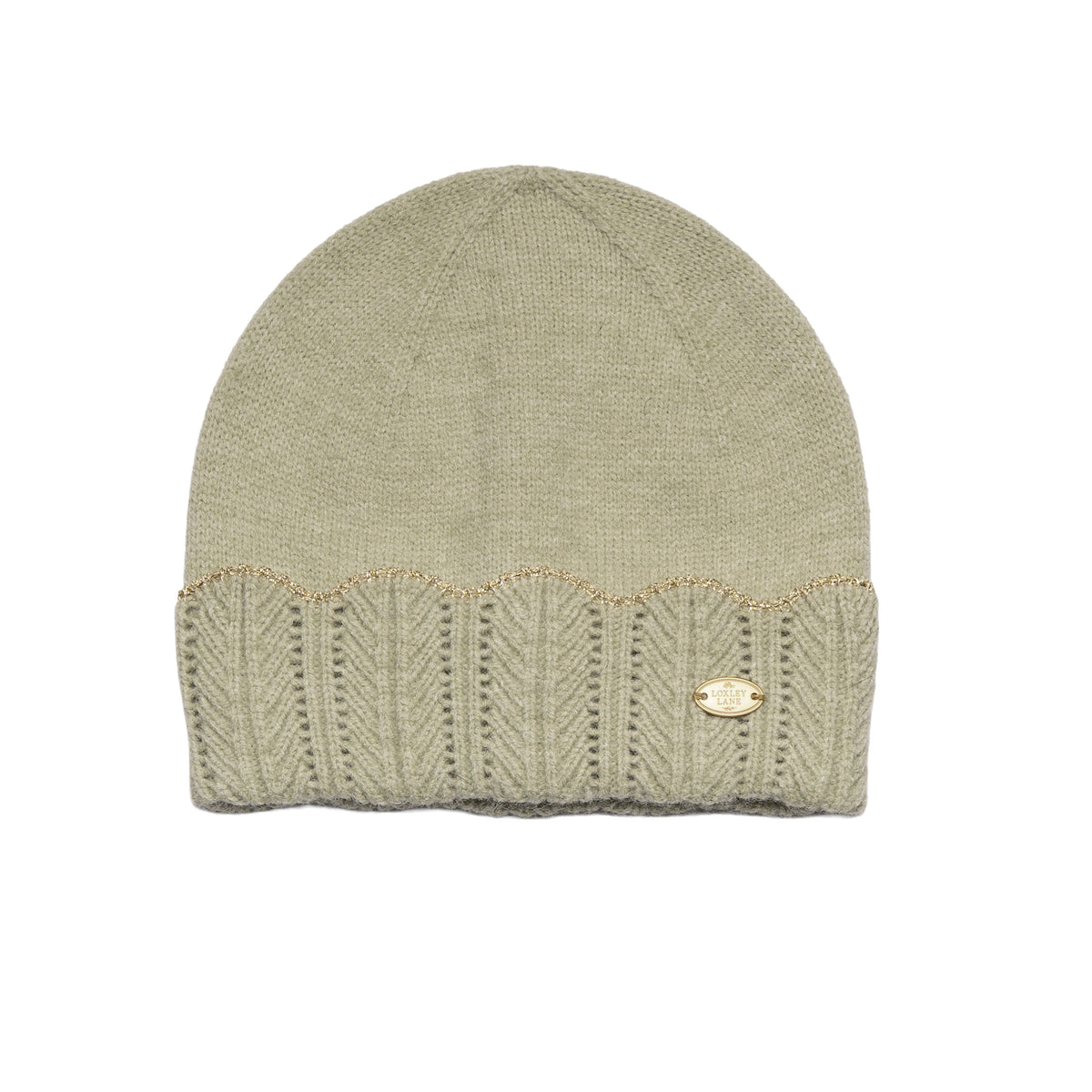 Green Scalloped Edge Beanie Hat