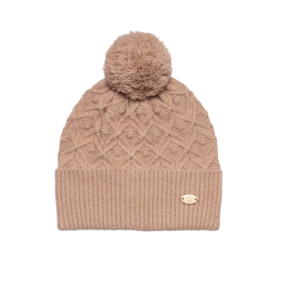 Caramel Pom Pom Knitted Hat
