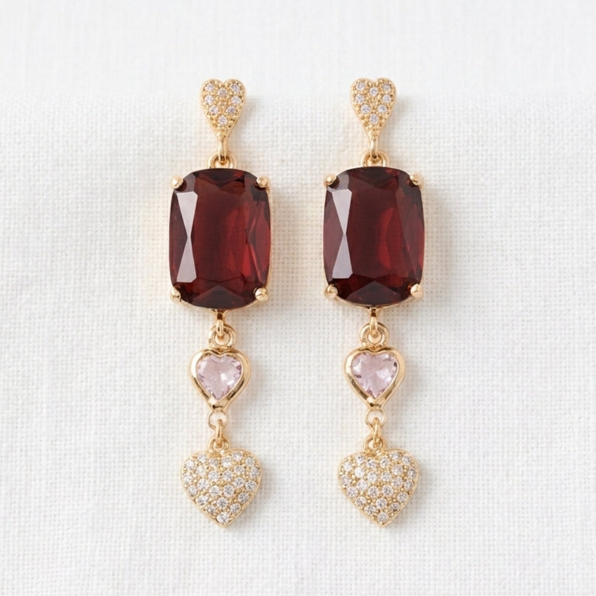 Heart charm drop earrings