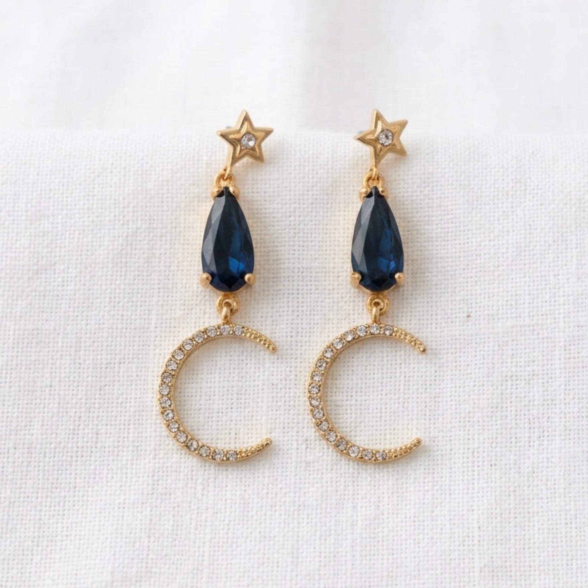 Star and moon drop earrings
