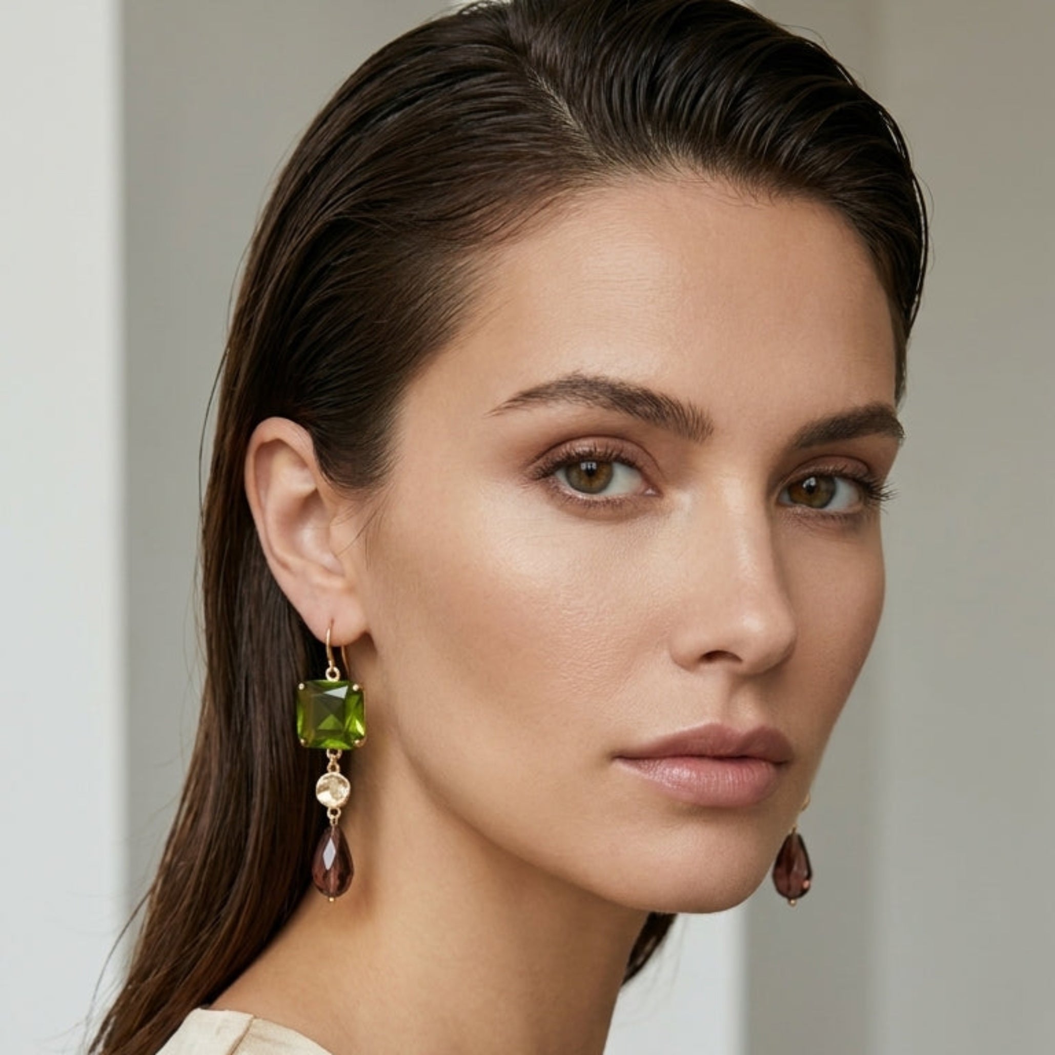 Multi-stone drop earrings