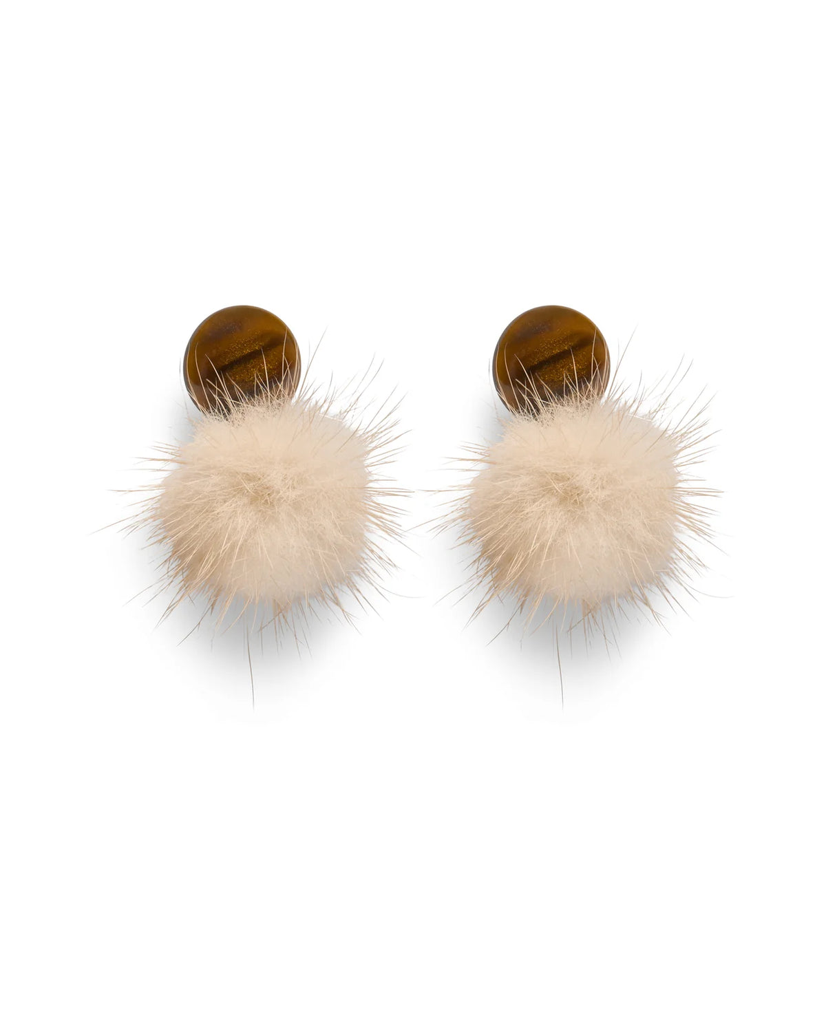 Chalk Battle Fluffy Earrings in Caramel