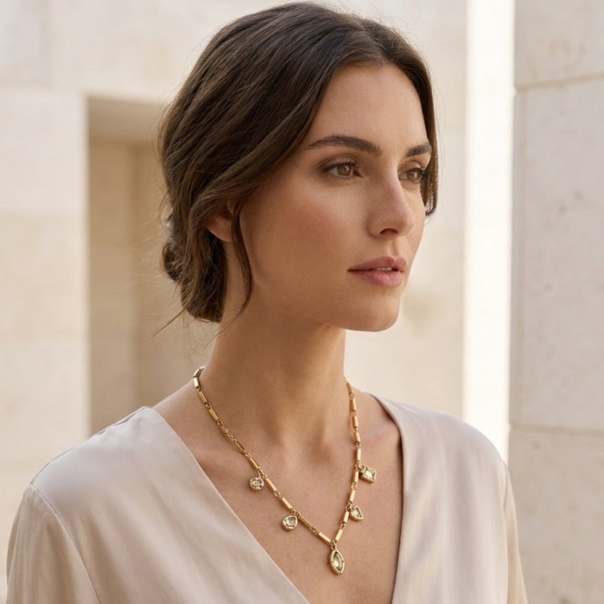 Crystal Charm Gold Necklace