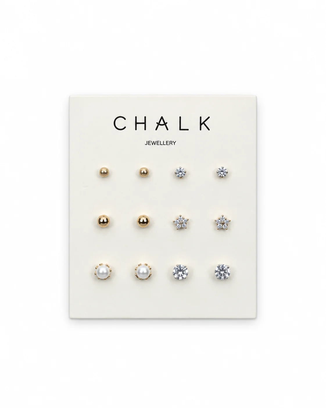 Chalk Multi Stud Earring Card in Gold