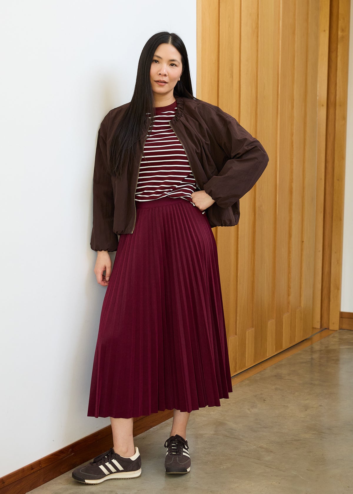 Pleated Sparkle Midi Skirt