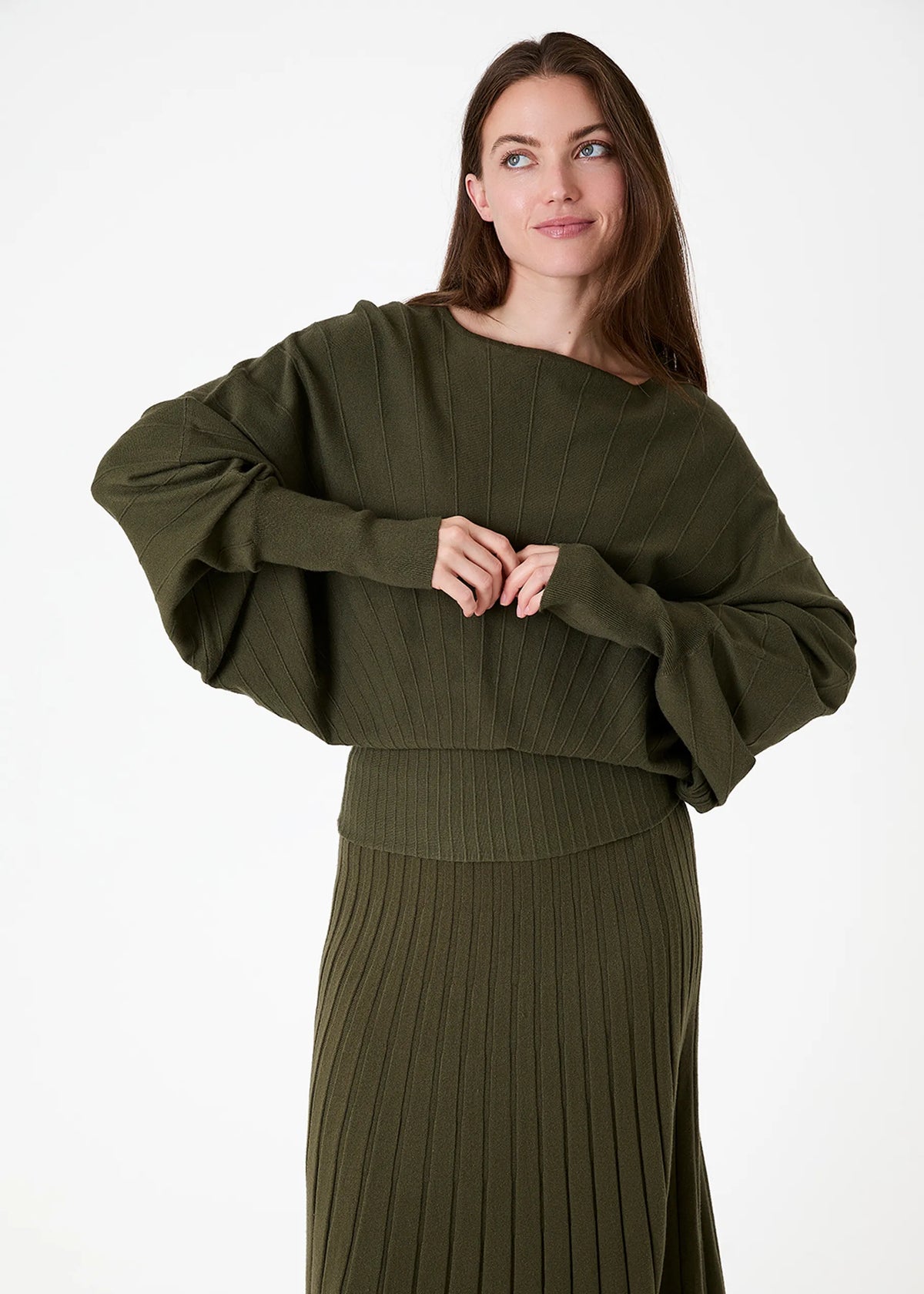 Sunray Batwing Jumper in Forest