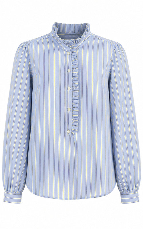 Kinross Cotton Blouse Blue/Yellow Stripes
