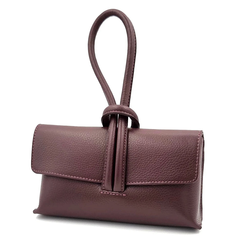 Leather Clutch Bag With Pull Through Loop Strap