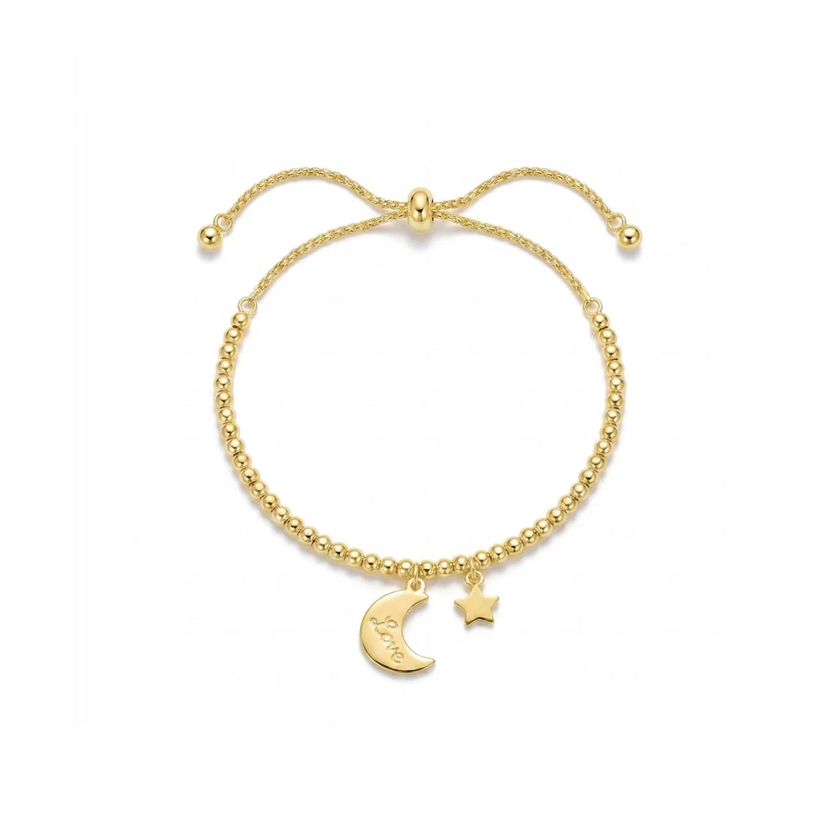 Carved Moon & Star Love Slider Bracelet