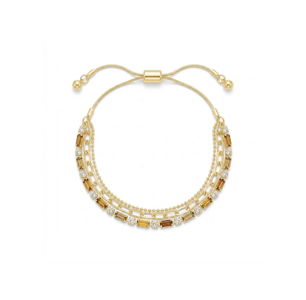 Multi Layered Coloured Stone Slider Bracelet
