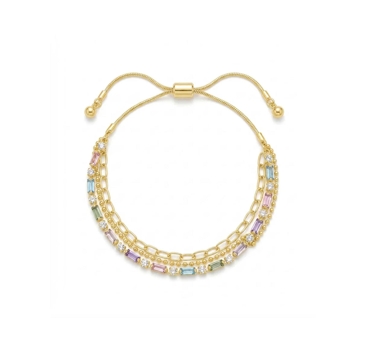 Multi Layered Coloured Stone Slider Bracelet