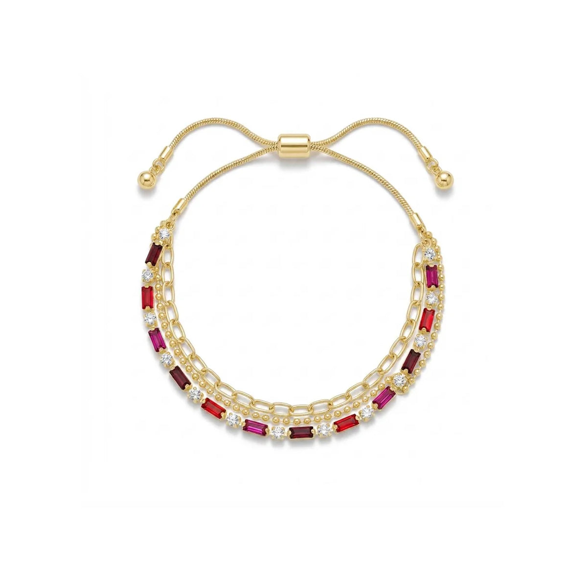 Multi Layered Coloured Stone Slider Bracelet