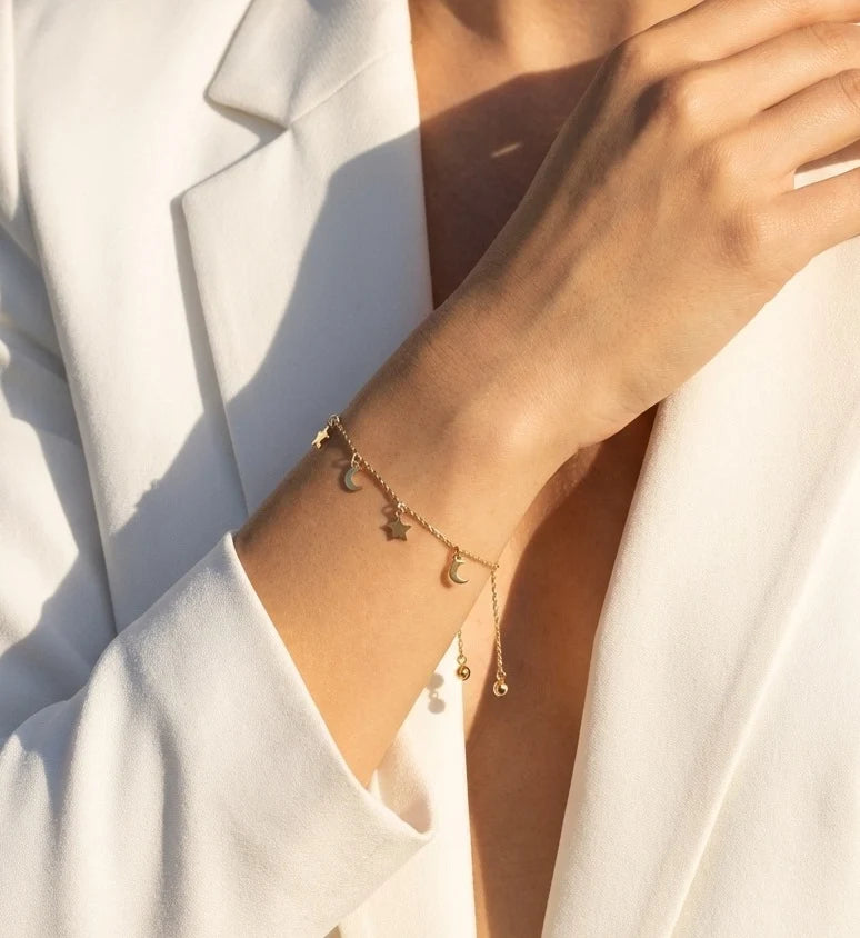 Brushed Stars and Moons Slider Bracelet