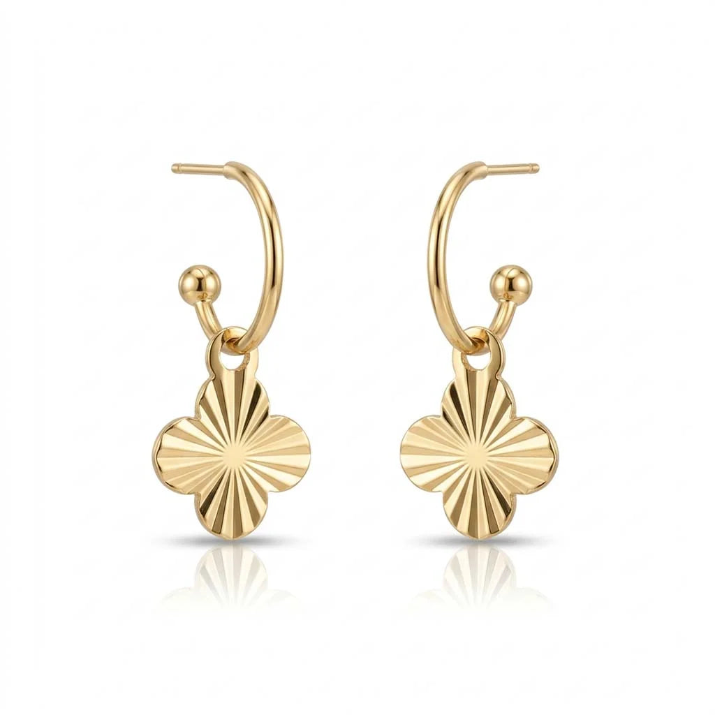 Textured Clover Drop Earrings