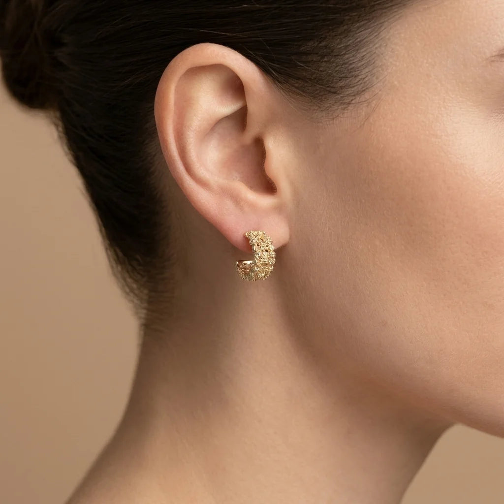 Knotted C-shaped Brass Hoop Earrings