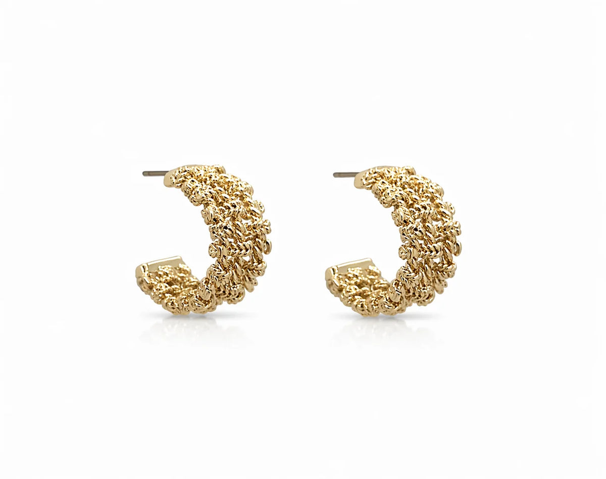 Knotted C-shaped Brass Hoop Earrings