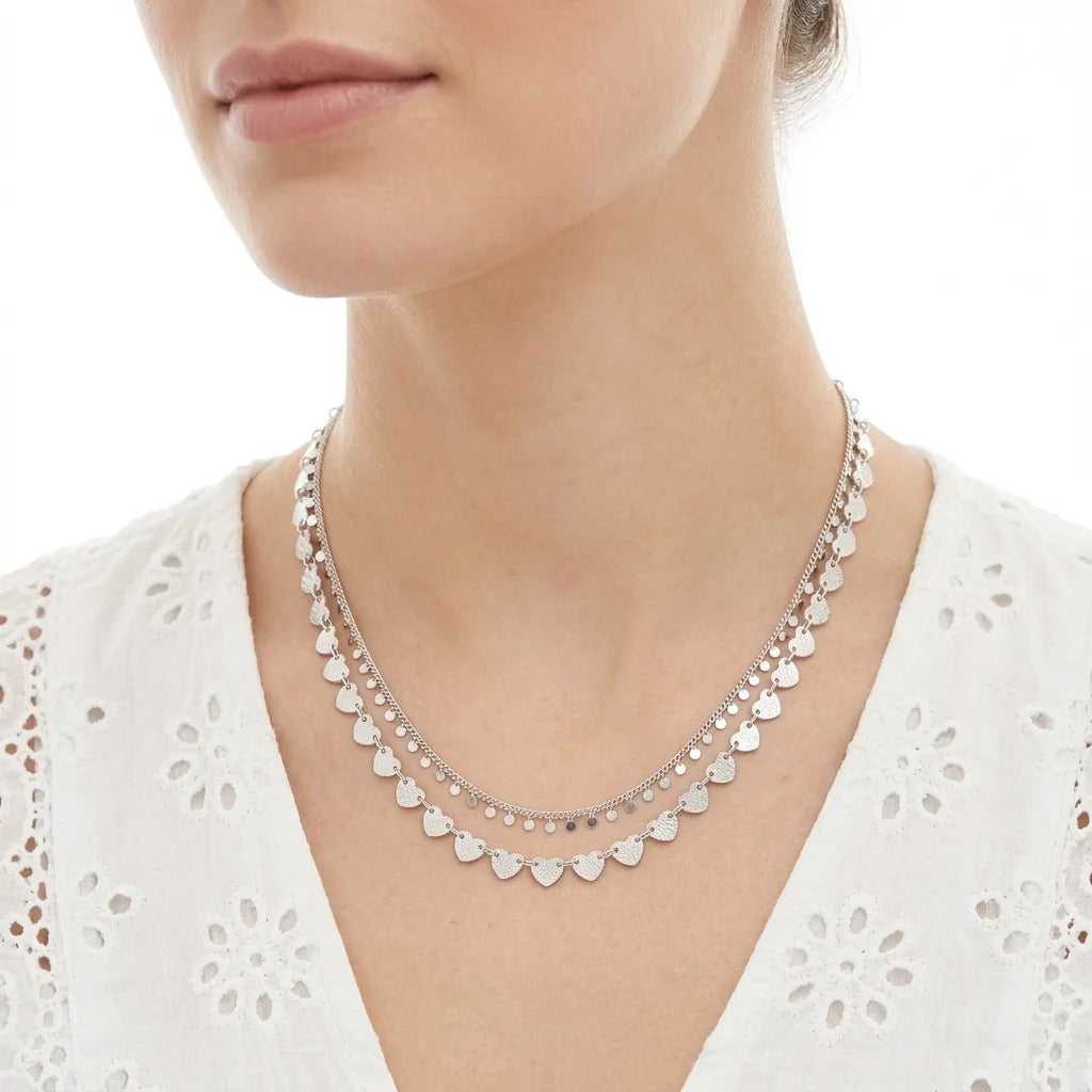 Double Layered brass chain Necklace