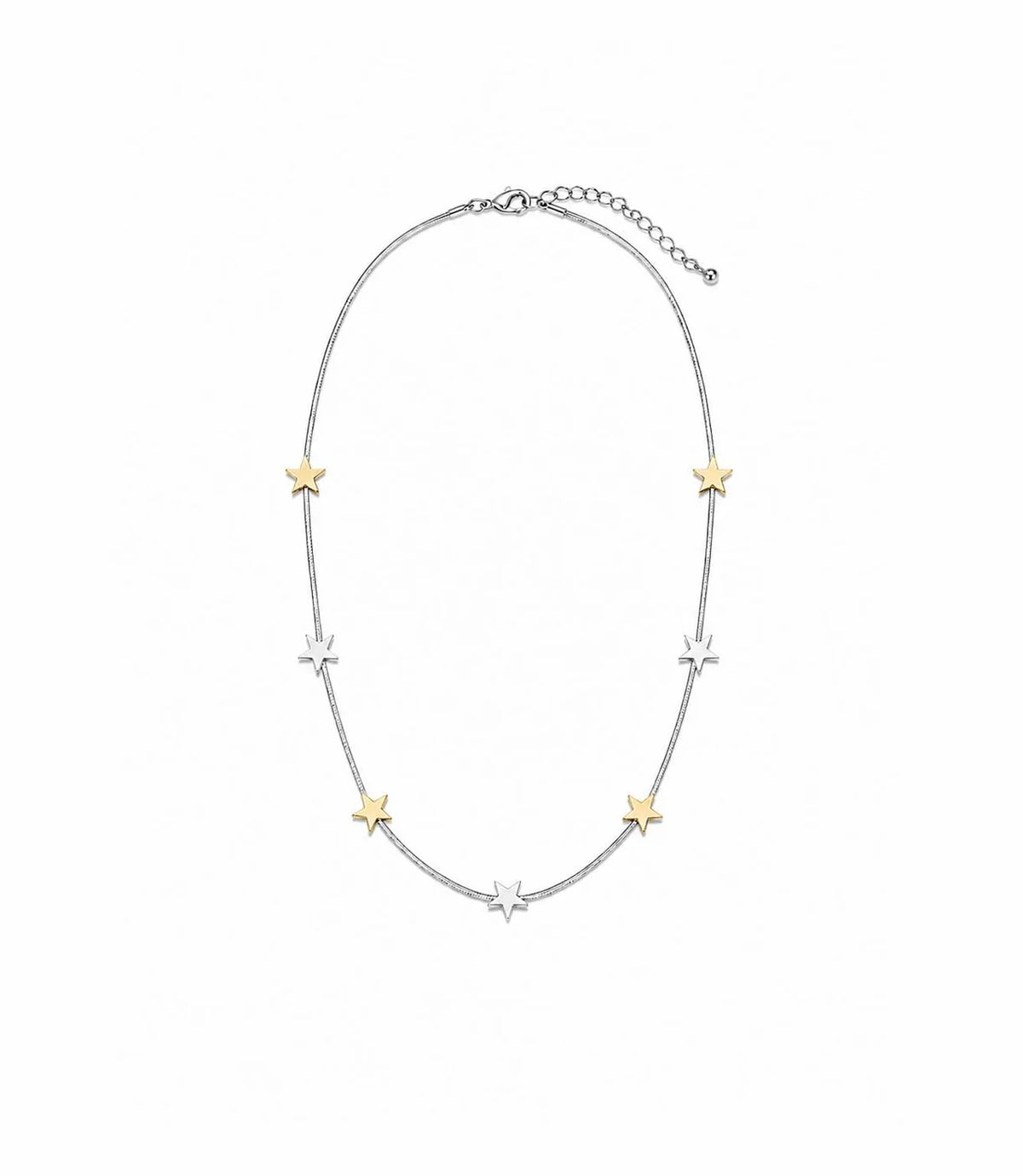 Short snake chain necklace With Mixed-Metal Stars