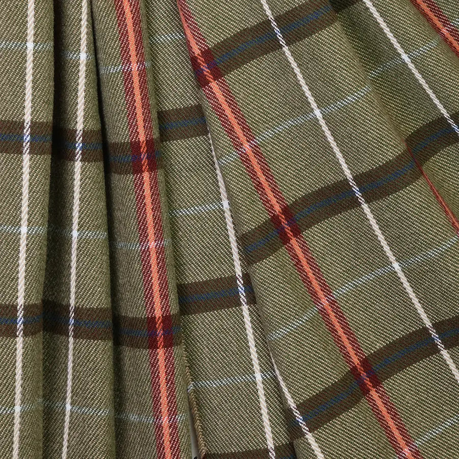 Hugo olive red and brown tartan scarf