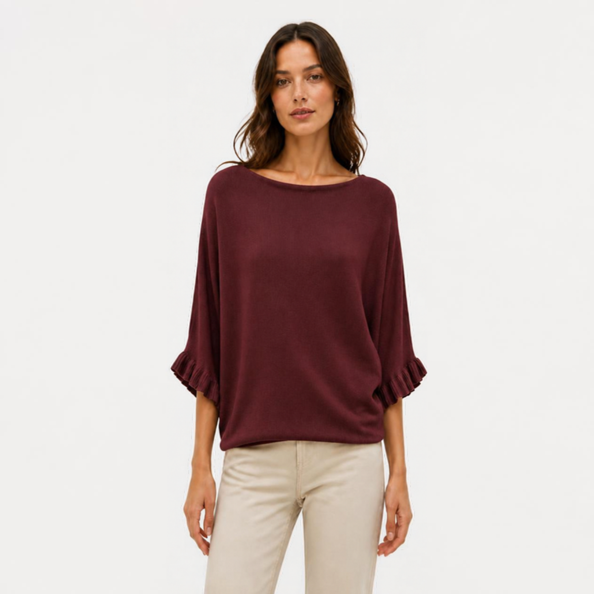Frill Sleeve Fine Knit Jumper