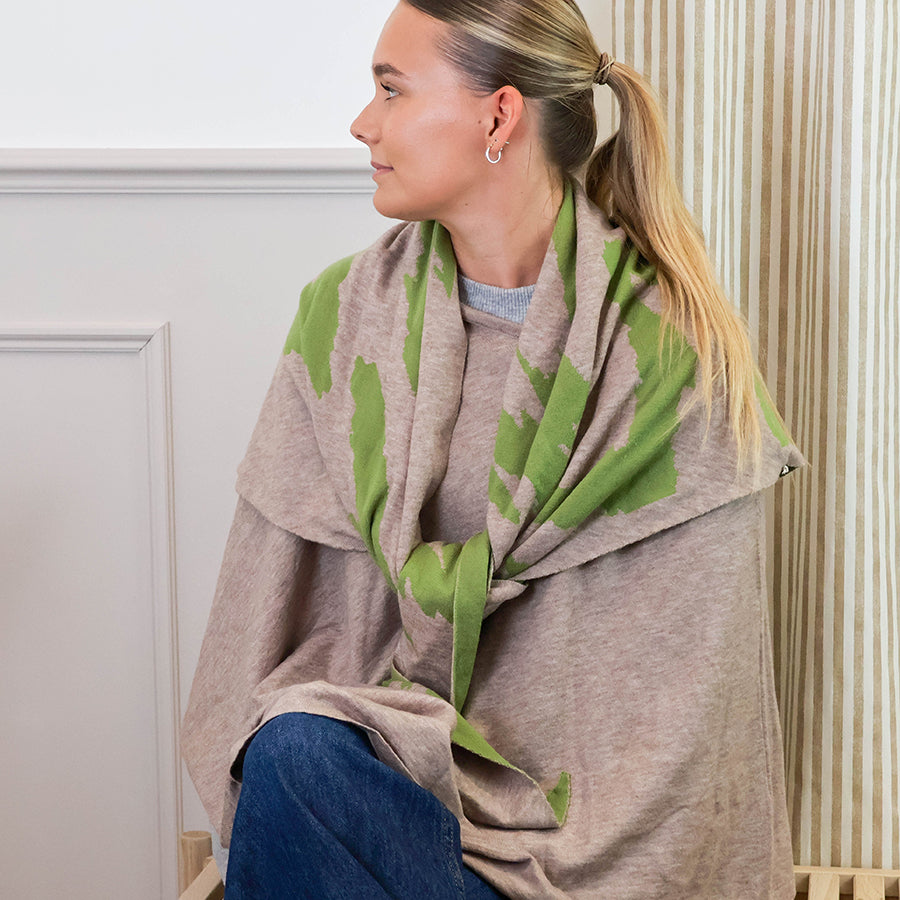Oatmeal fine knit recycled blend poncho