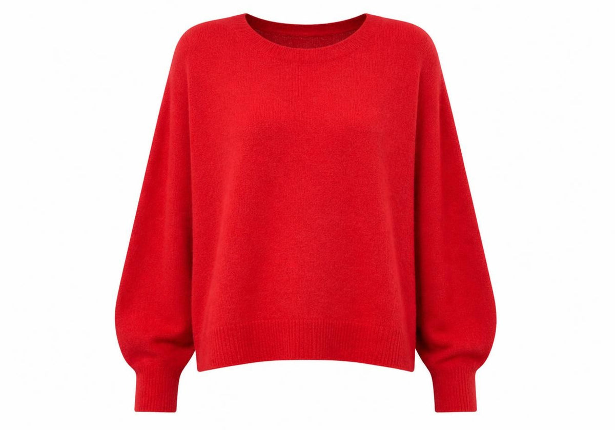 Long Sleeve Alpaca Jumper In Red