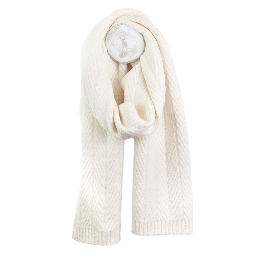 Charlotte cream herringbone scarf