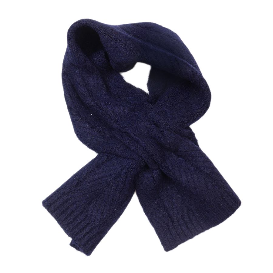 Charlotte navy blue herringbone pull through scarf