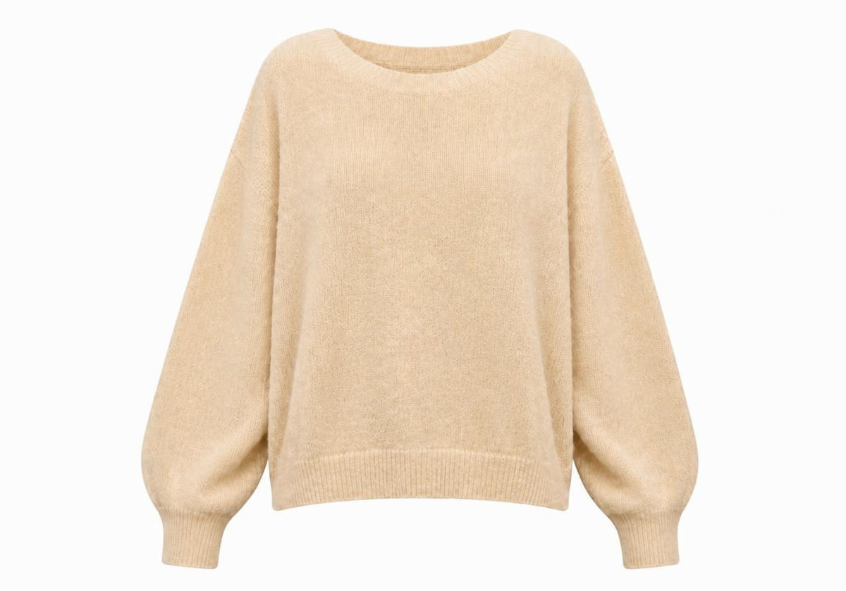 Long Sleeve Alpaca Jumper In Beige