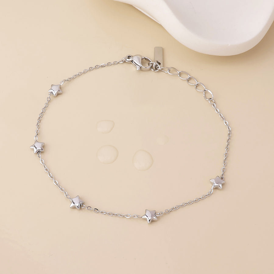 Dusty stainless steel platinum plated star bracelet