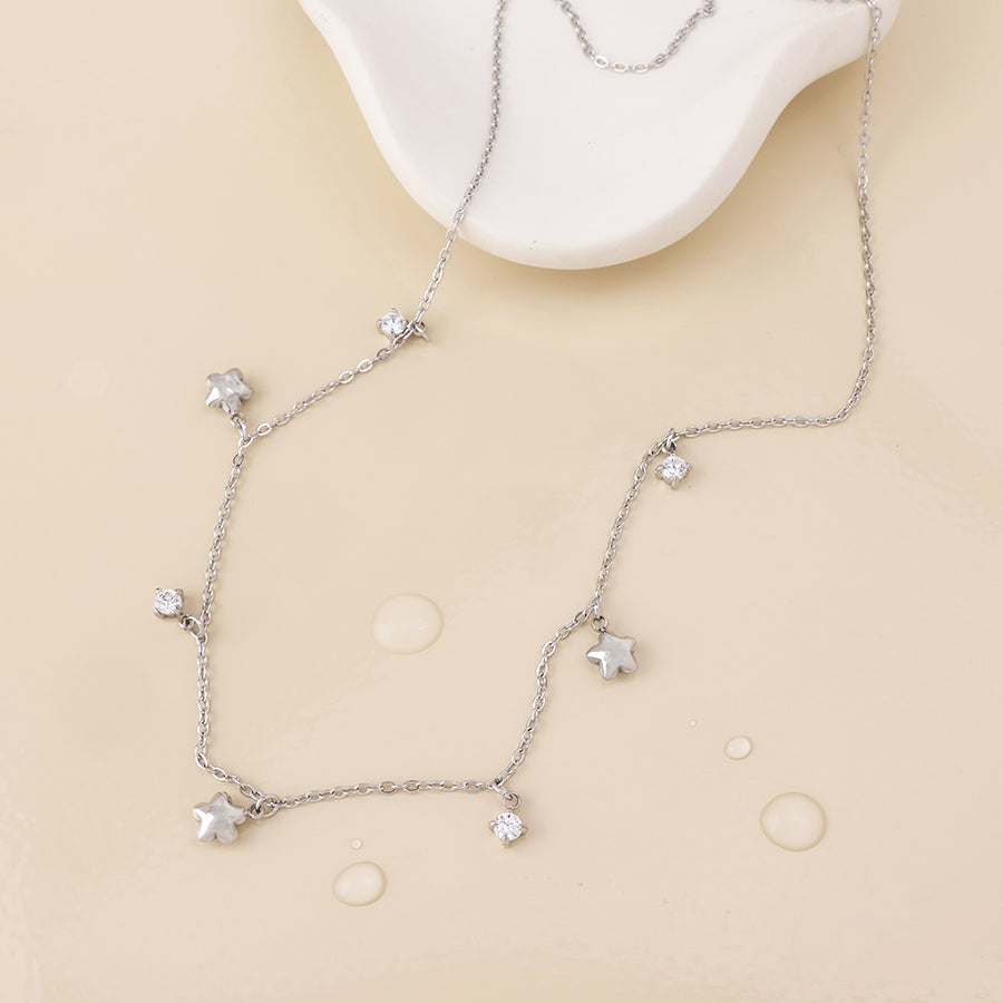 Constance stainless steel platinum plated necklace