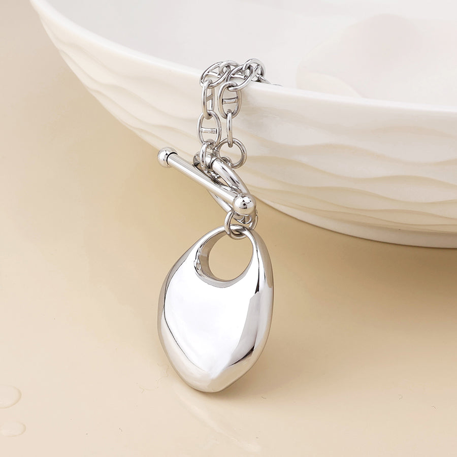 Celeste stainless steel platinum plated t-bar necklace