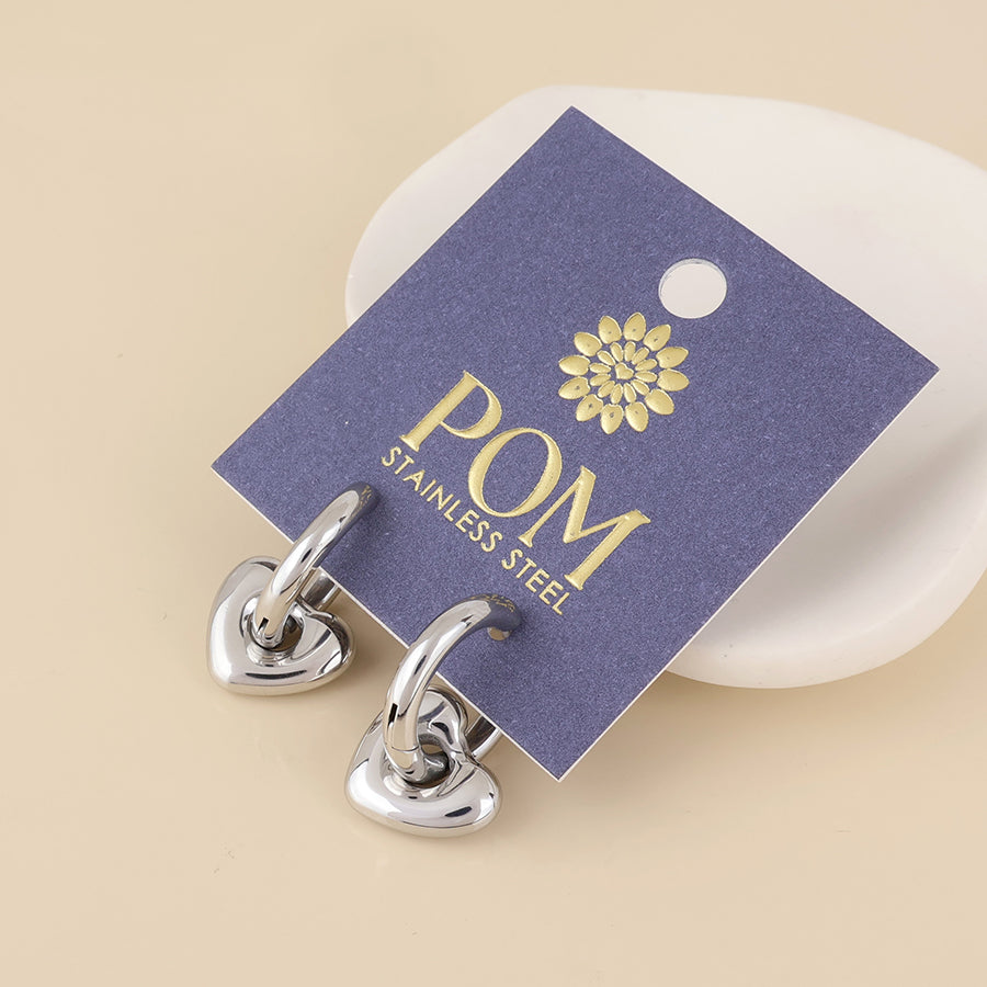 Romeo stainless steel platinum plated chunky heart hoop earrings