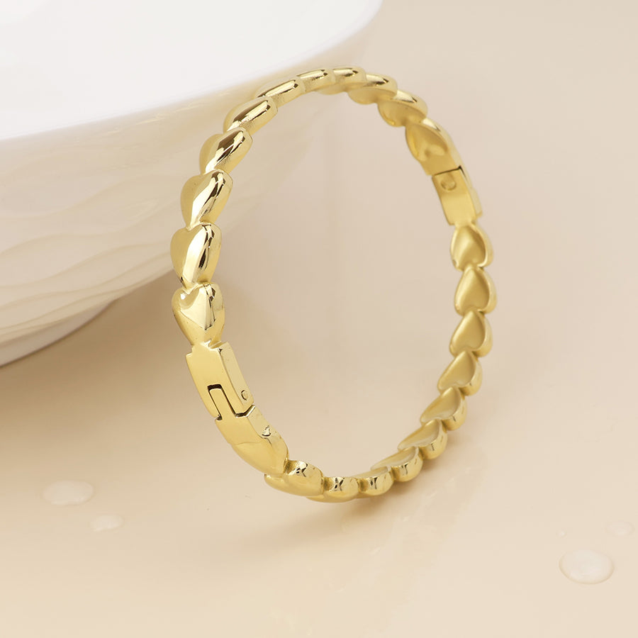 Unity stainless steel gold plated hearts bangle