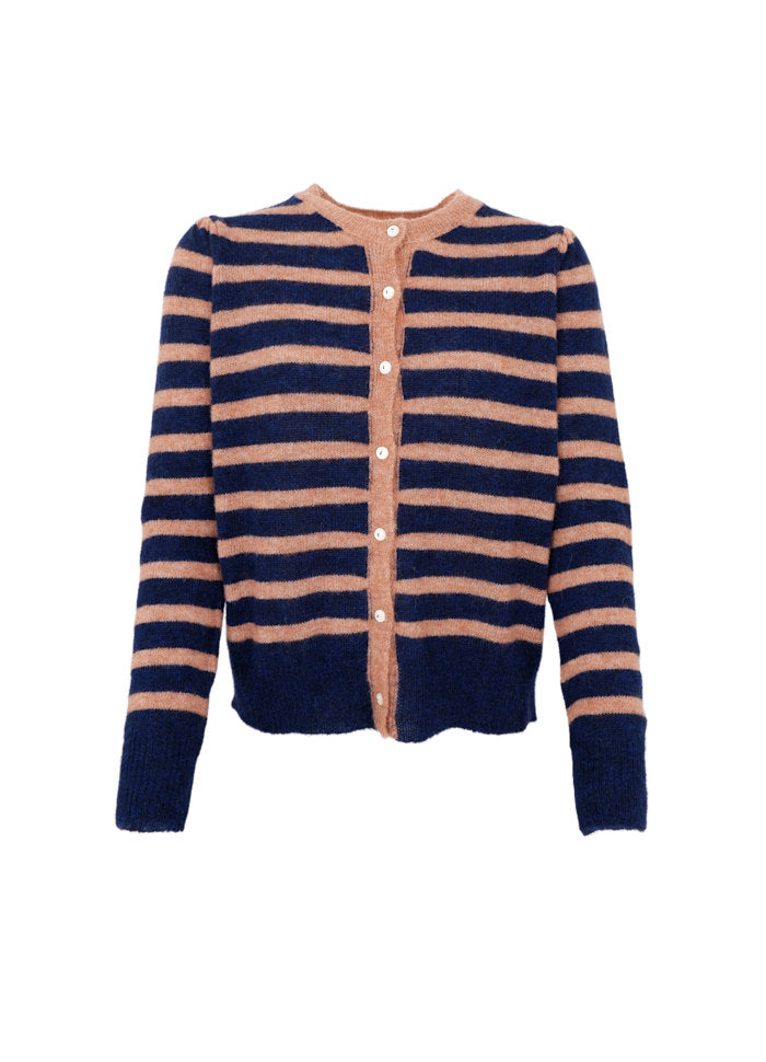 Dell Puff Cardigan In Navy