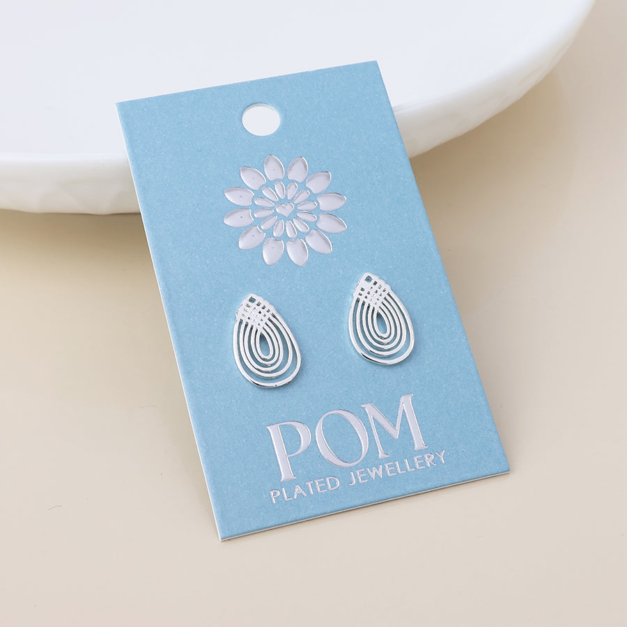 Deco silver plated lattice teardrop earrings