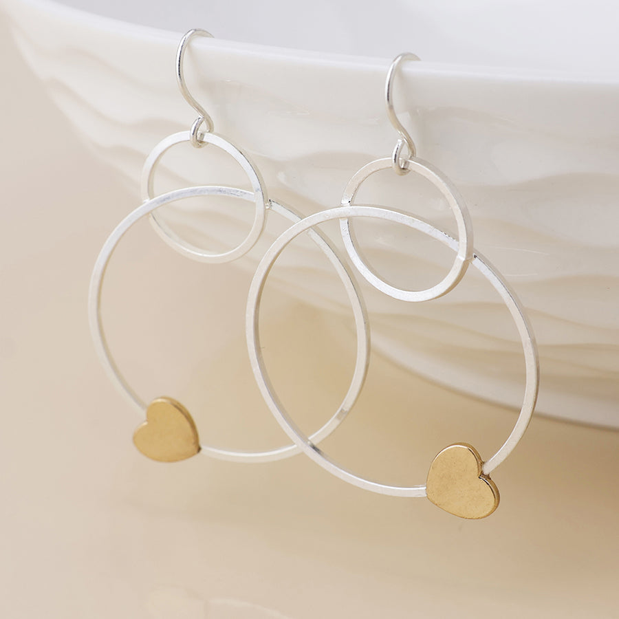 Nester silver plated golden heart earrings