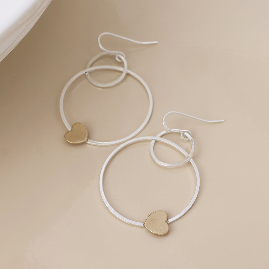 Nester silver plated golden heart earrings
