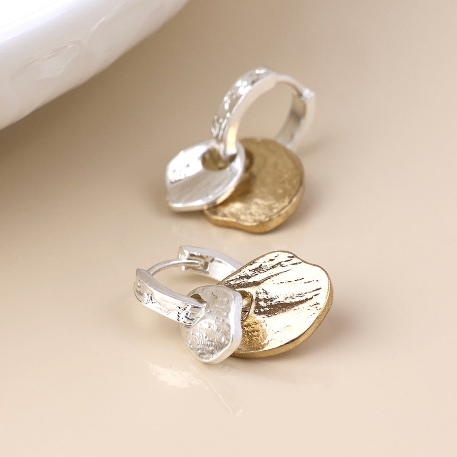 Solstice silver plated mixed metal disc earrings
